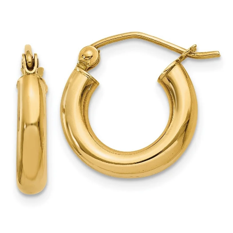 Curata 10k Yellow Gold 14x3mm Polished Classic Round Hoop Earrings