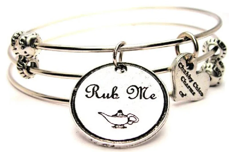 Rub Me Genie Lamp Triple Style Expandable Bangle Bracelet