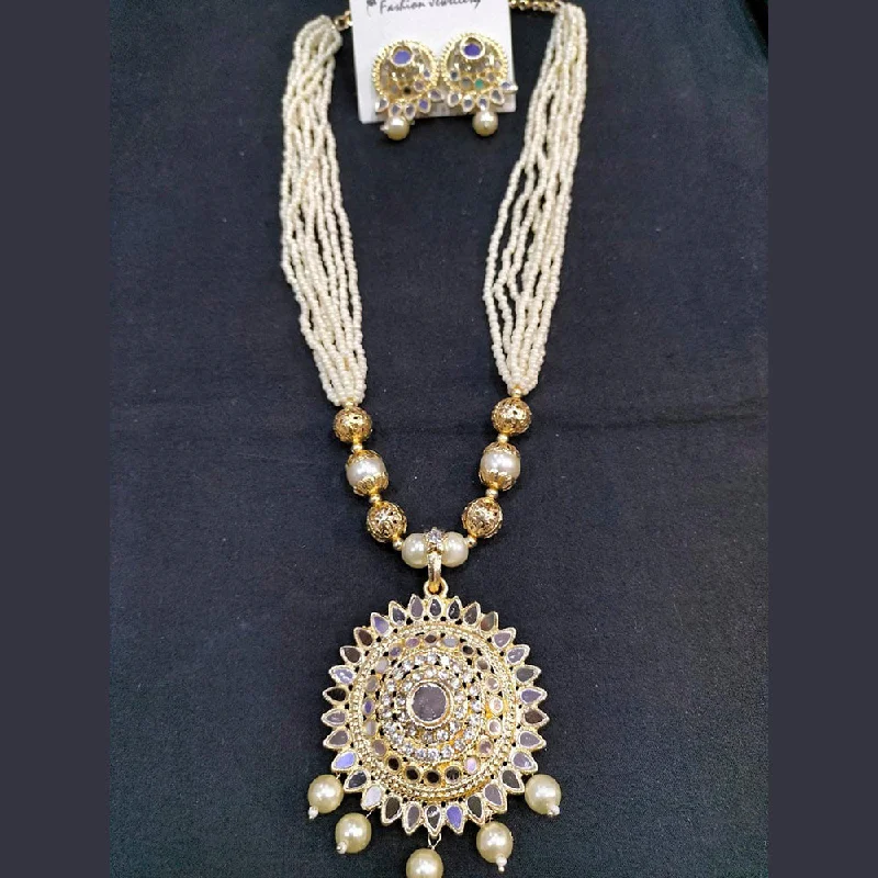 Manisha Jewellery Gold Plated Mirror & Beads Long Nacklace Set