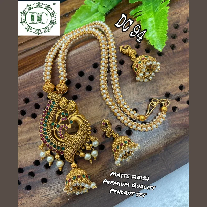 Diksha Collection Gold Plated Pota Stone Necklace Set