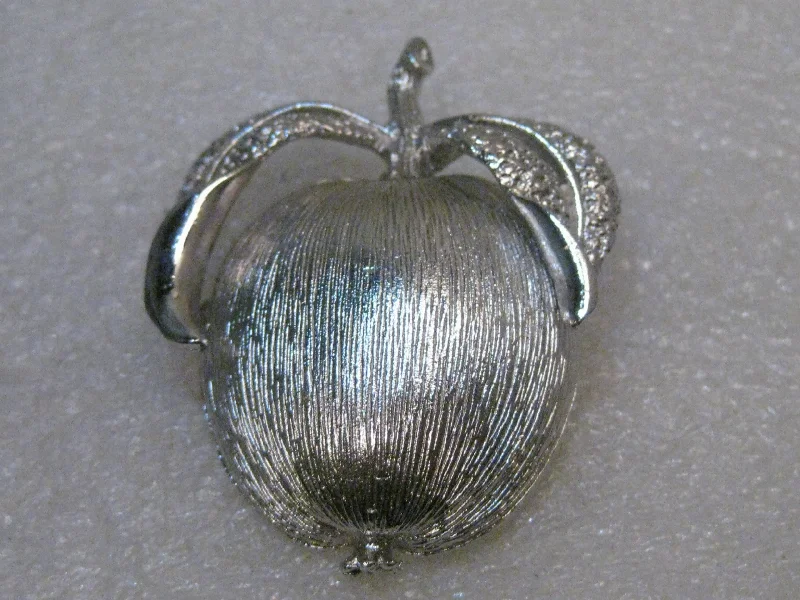 Vintage Sarah Coventry Apple Brooch, 2.25", Silver Tone, 1970's