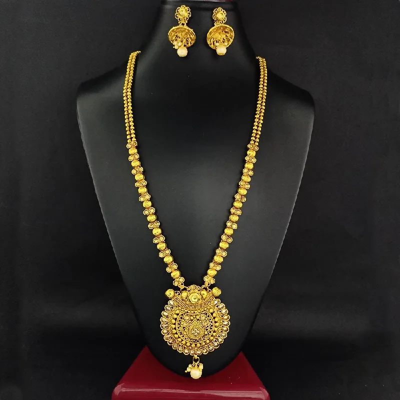 Bhavi Gold Plated Brown Kundan Necklace Set  - FAP0002B