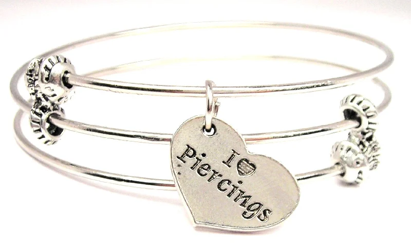 I Love Piercings Triple Style Expandable Bangle Bracelet