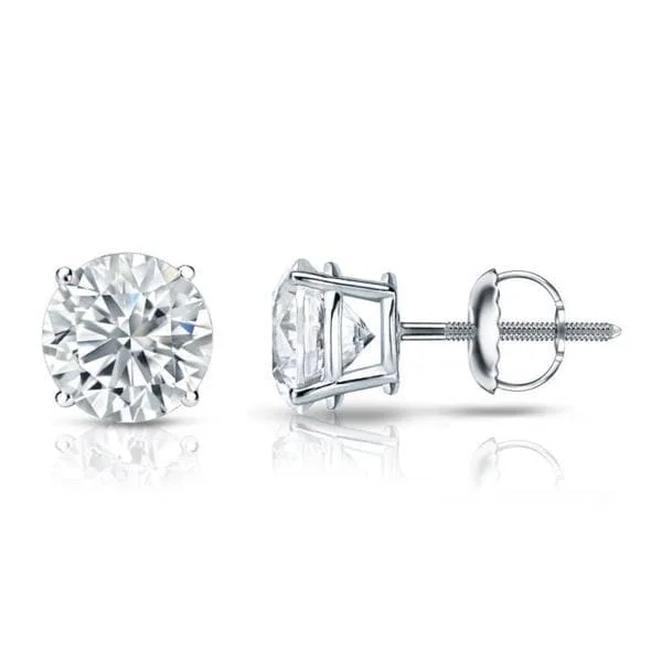 Auriya Platinum GIA Certified 3.00 carat TDW Round Diamond Stud Earrings