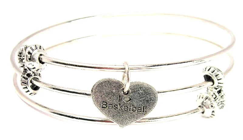 I Love Basketball Triple Style Expandable Bangle Bracelet