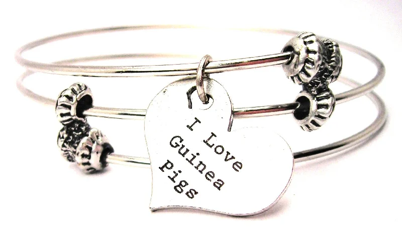 I Love Guinea Pigs Triple Style Expandable Bangle Bracelet