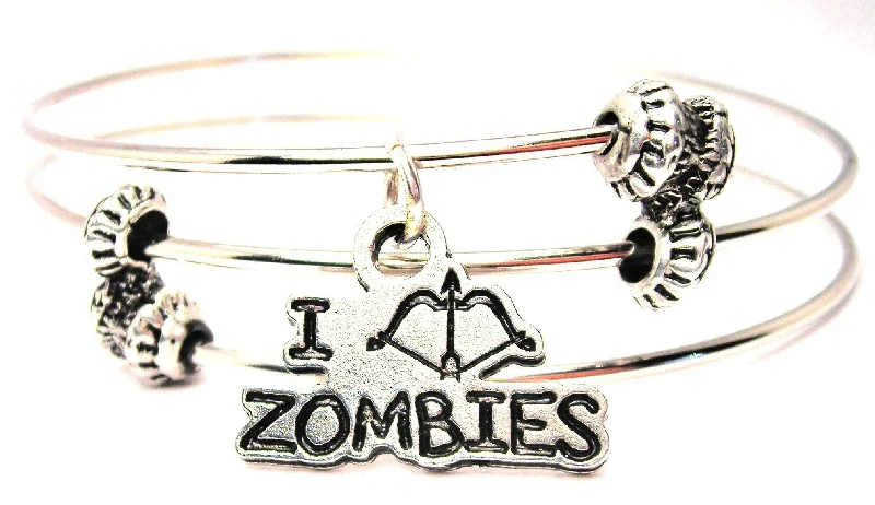 I Shoot Zombies Bow And Arrow Style Triple Style Expandable Bangle Bracelet