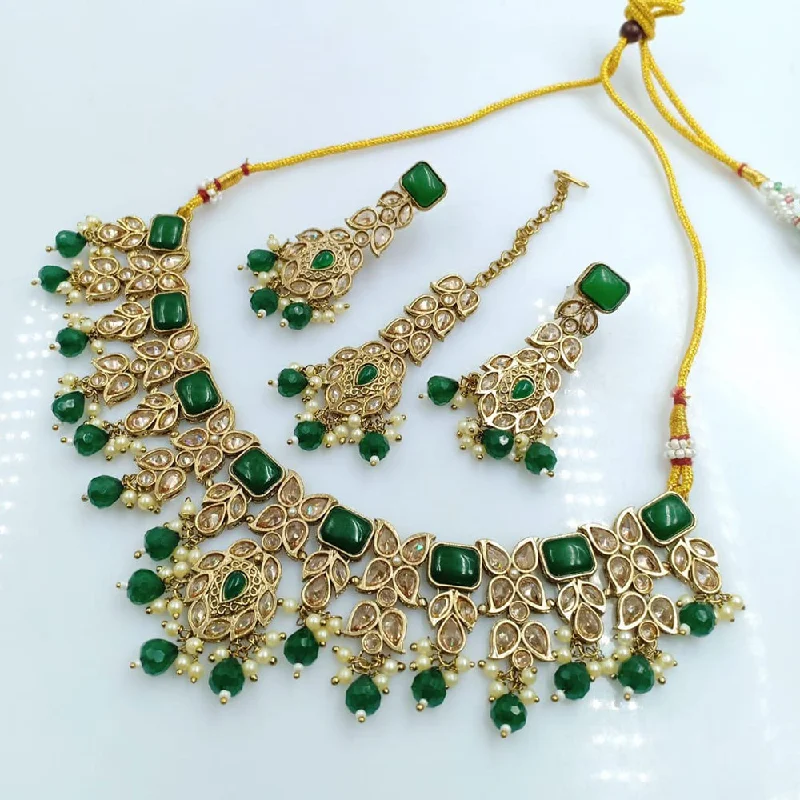 Rani Sati Jewels Gold Plated Reverse AD Necklace Set