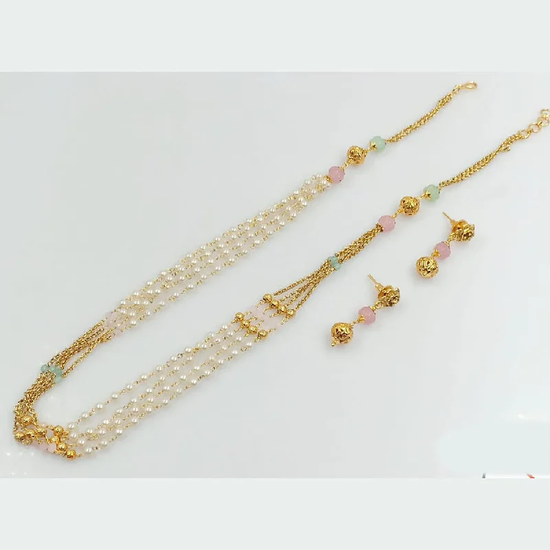 Manisha Jewellery Gold Plated Pearl And Beads Necklace Set