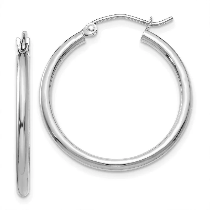 Curata 10k White Gold Polished 22x2mm Round Hoop Earrings