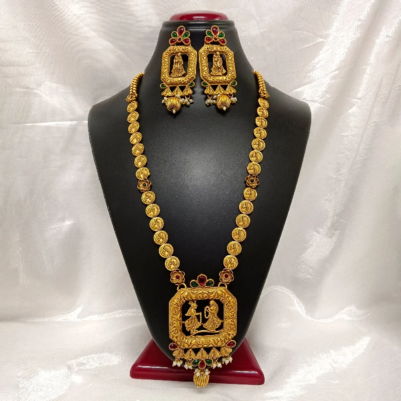 Bhavi Jewels Kundan Stone Gold Plated Necklace Set