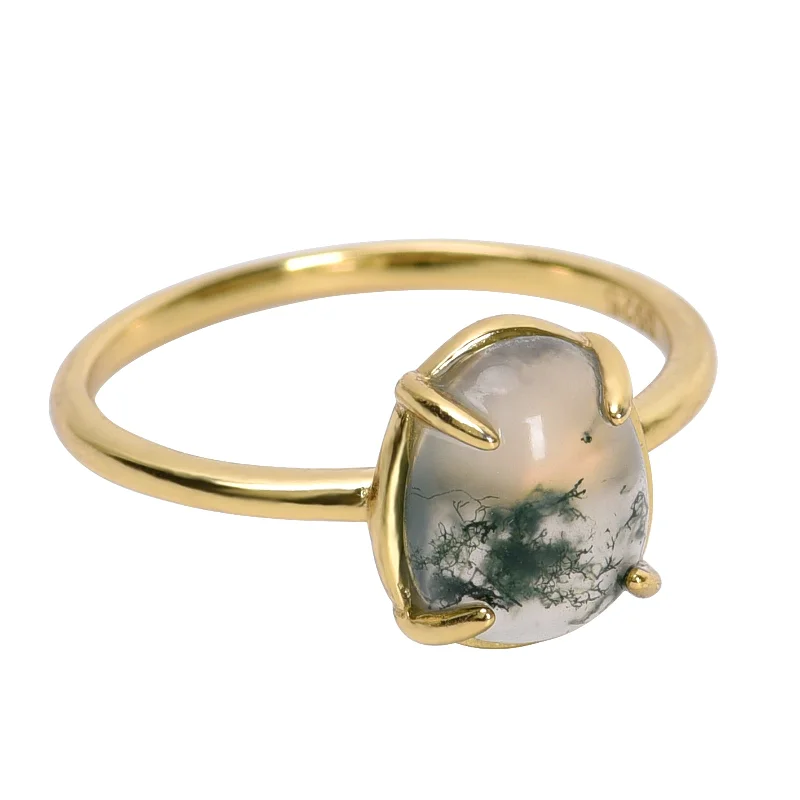 Vintage Green Moss Agate Ring