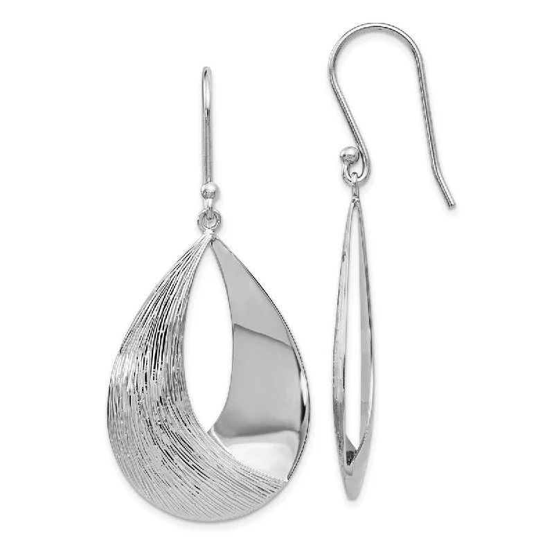 Curata 925 Sterling Silver 55x24mm Textured Tear Drop Dangle Earrings