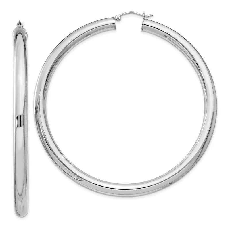 Curata 925 Sterling Silver 72x5mm Polished Hoop Earrings