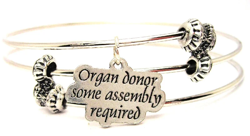 Organ Donor Some Assembly Required Triple Style Expandable Bangle Bracelet