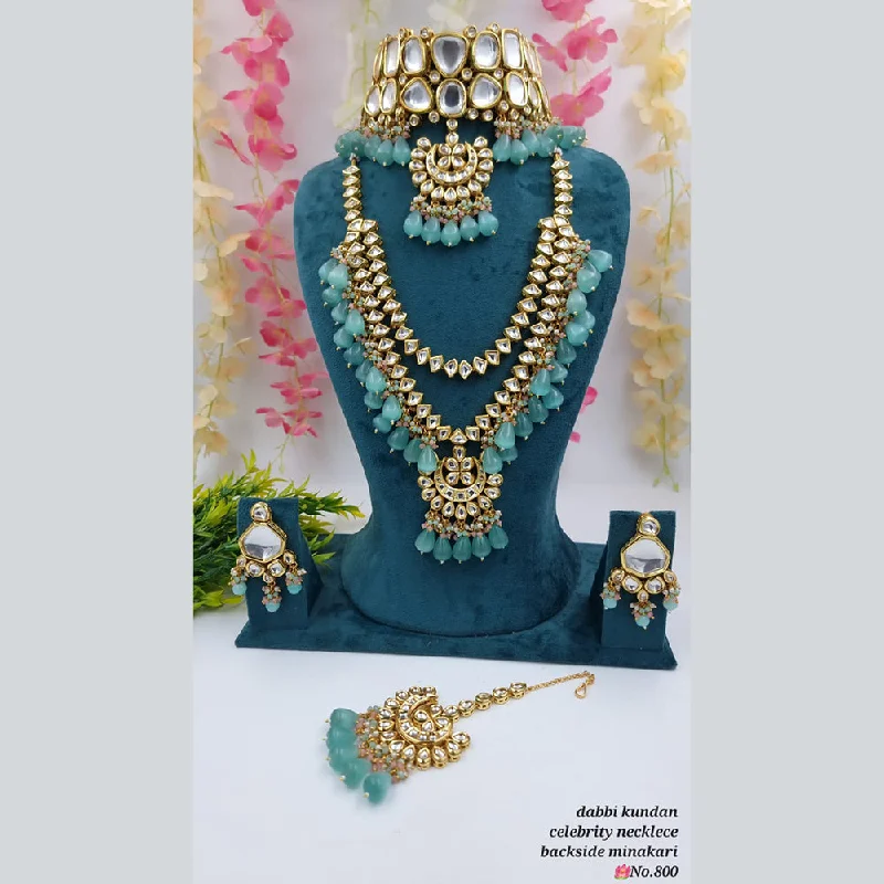 JCM Gold Plated Kundan Stone Double Necklace Set