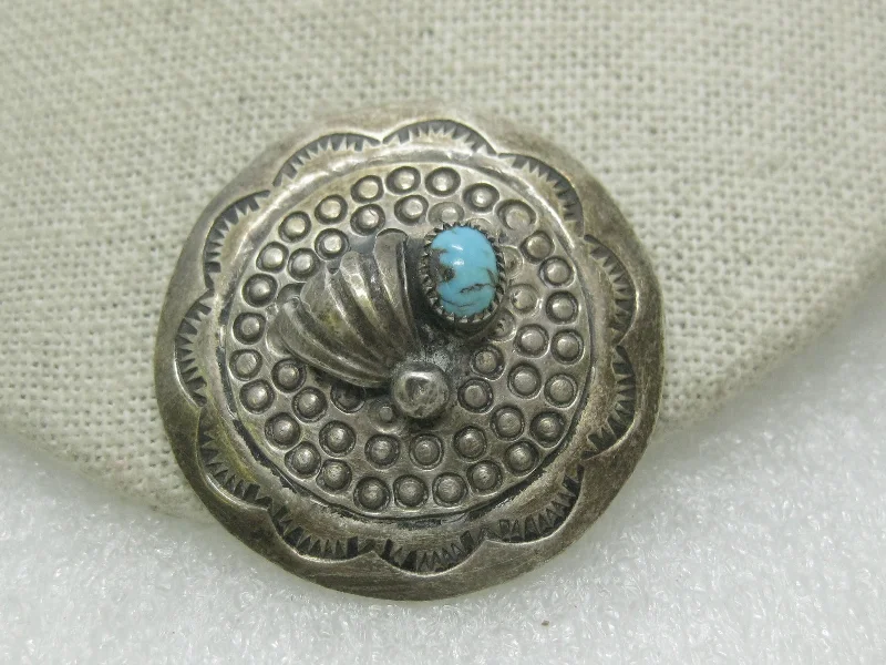 Vintage Southwestern Turquoise Brooch, signed M E. Tsosie, Navajo/Native America