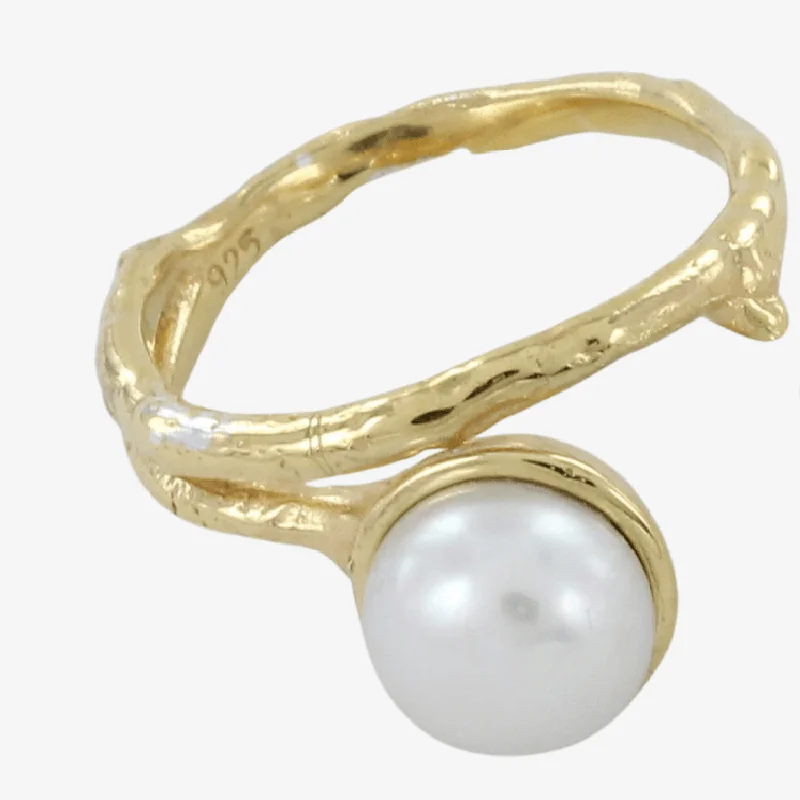 Bark and Pearl Ring