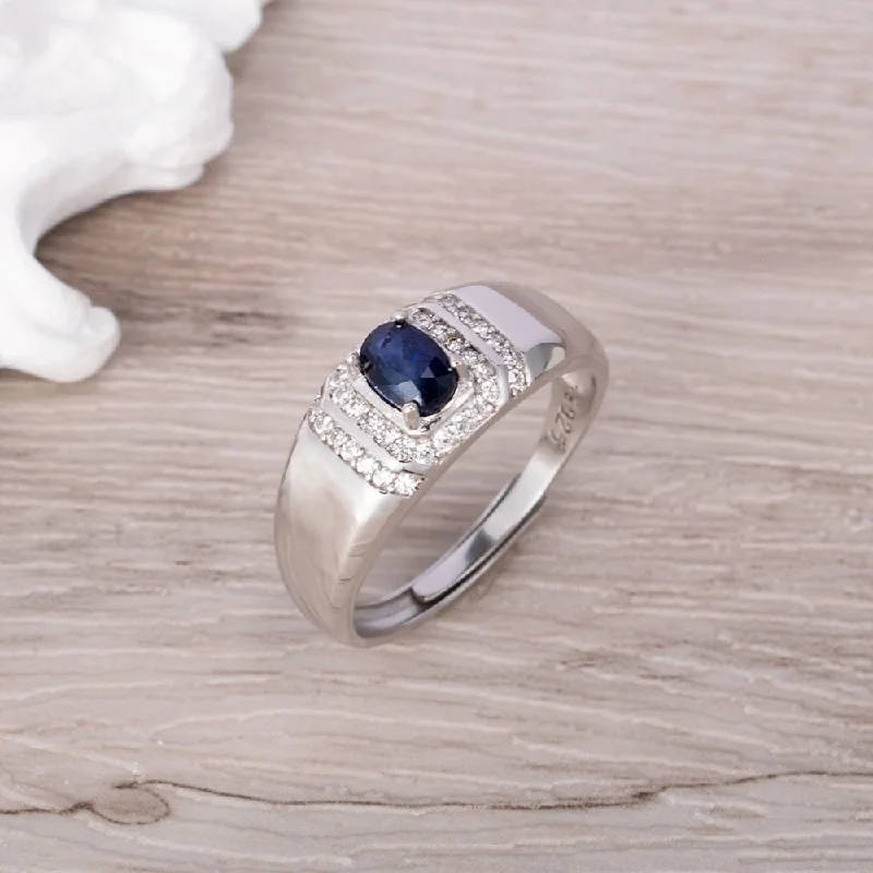 Natural Blue Sapphire Crystal Ring