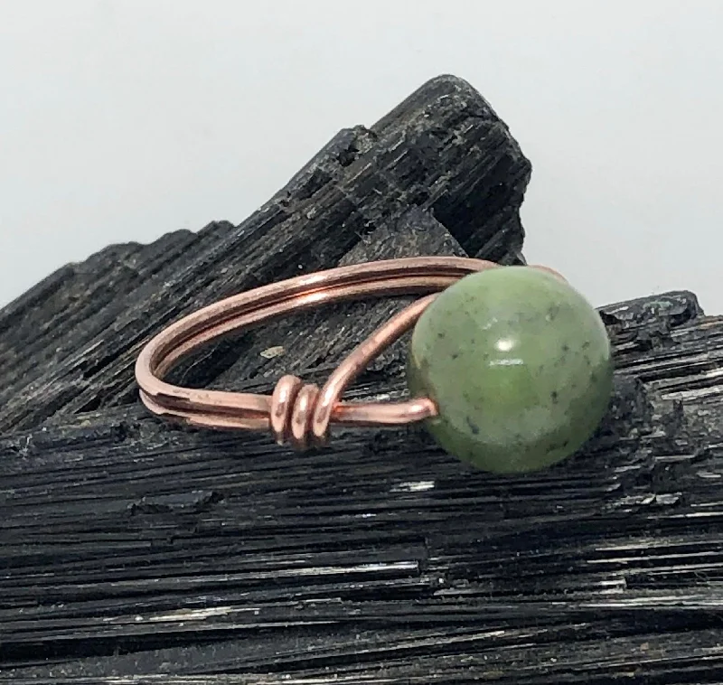 Jade Copper Bead Ring