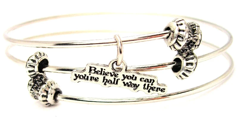 Believe You Can You're Half Way There Triple Style Expandable Bangle Bracelet