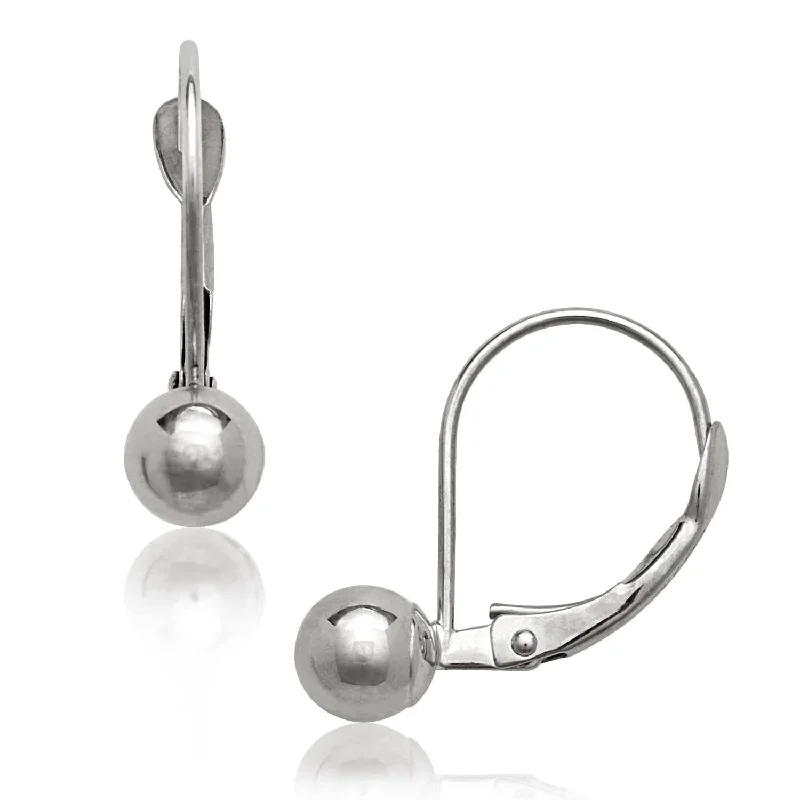 Curata 14k Yellow or White Gold 4x15mm Ball Stationary Lever Back Earrings