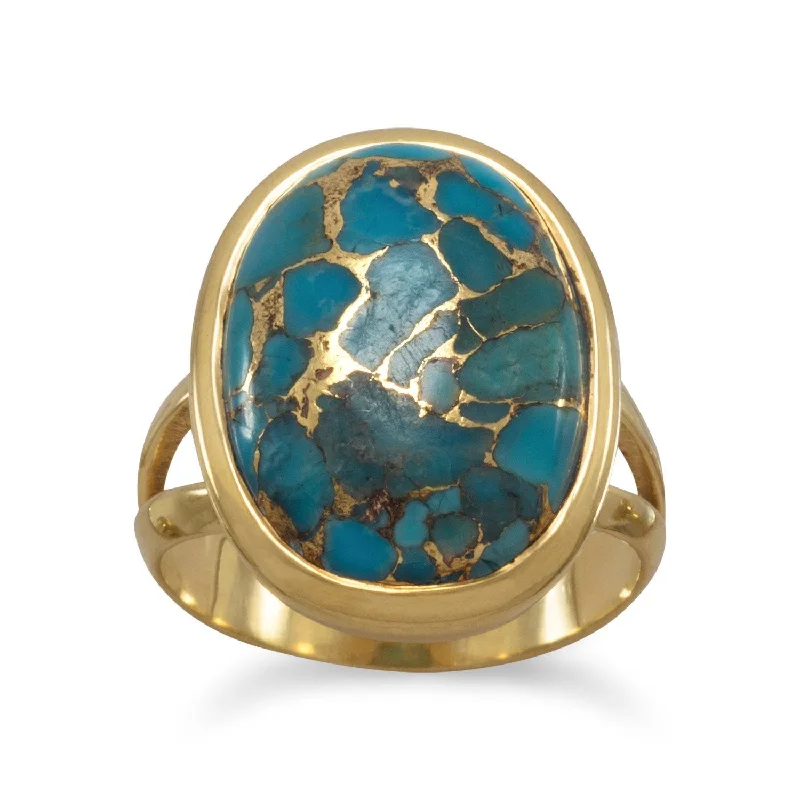 14 Karat Gold Plated Stabilized Turquoise Ring