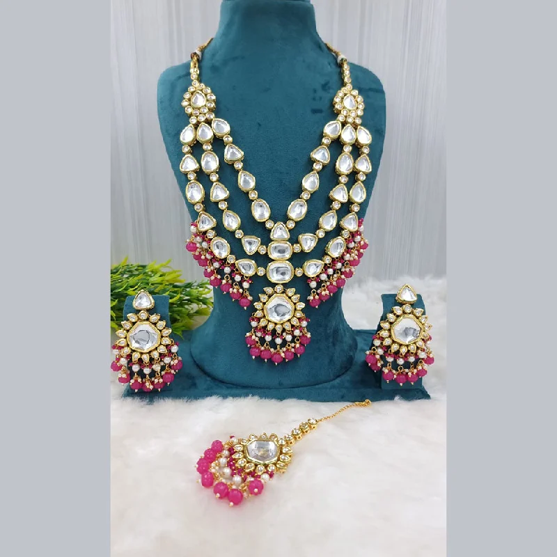 JCM Gold Plated Kundan Stone Necklace Set