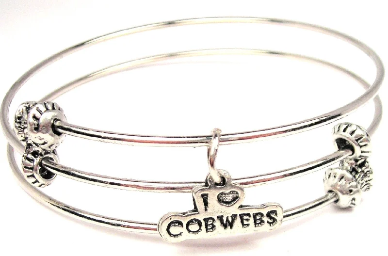 I Love Cobwebs Triple Style Expandable Bangle Bracelet