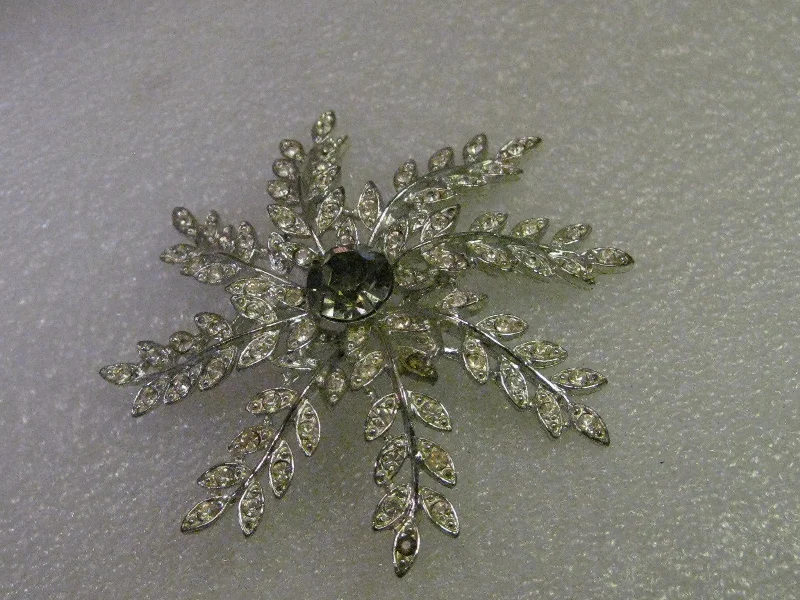 Vintage Rhinestone Floral Brooch, Sarah Coventry, Silvertone, Domed, Estate Vintage Jewelry