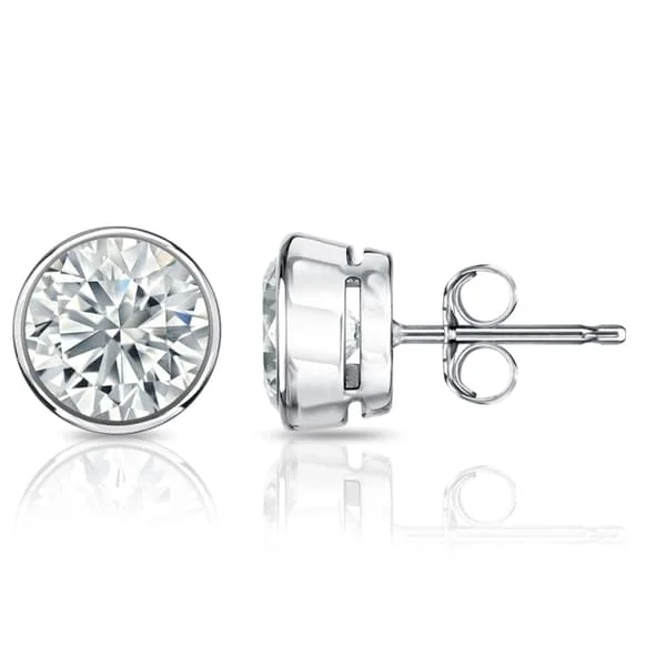 Auriya 14k Gold GIA Certified 6.00 carat TDW Bezel Set Round Diamond Stud Earrings