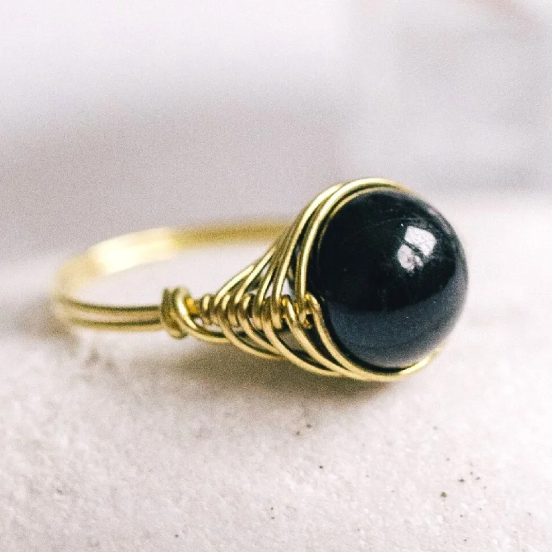 Natural Black Tourmaline Gemstone Ring