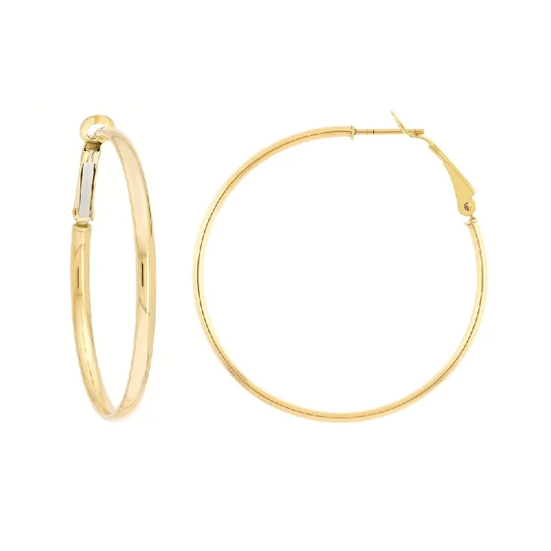 Curata 10k Yellow Gold 45mm Wedding Band Ring Hoop Earrings Omega Clasp