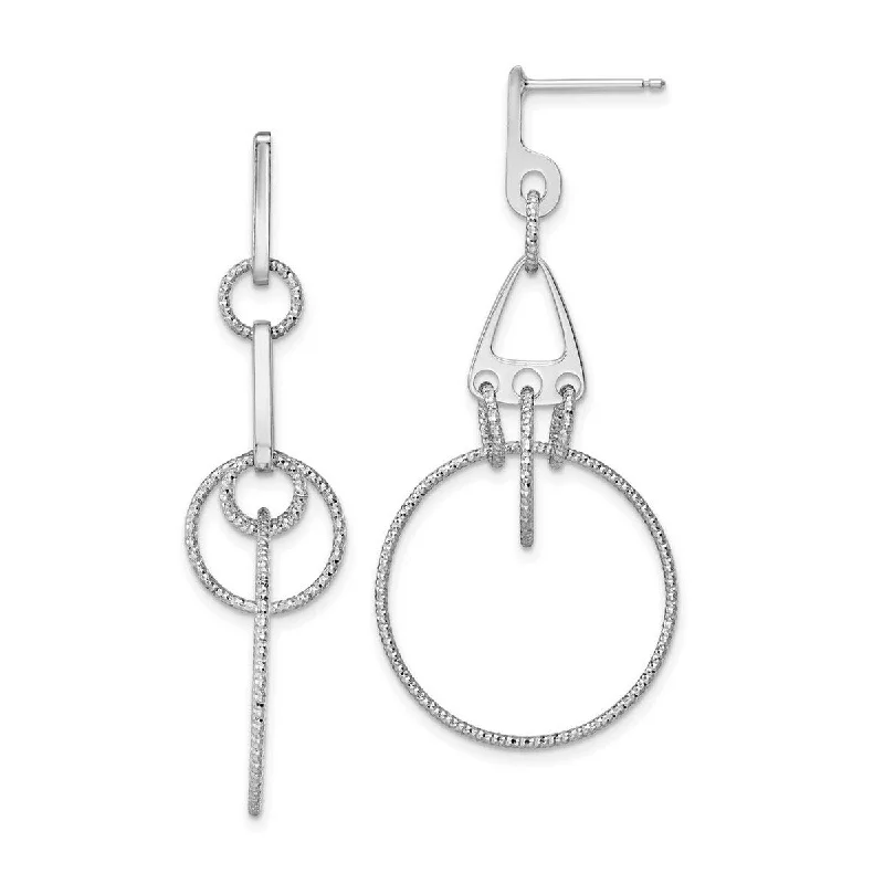 Curata 925 Sterling Silver 52.5mm Geometric Circles Long Dangle Earrings