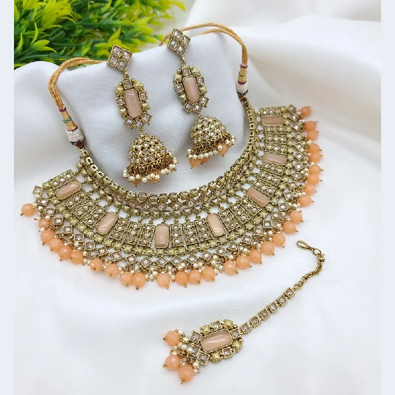 JCM Gold Plated Crystal Stone Necklace Set