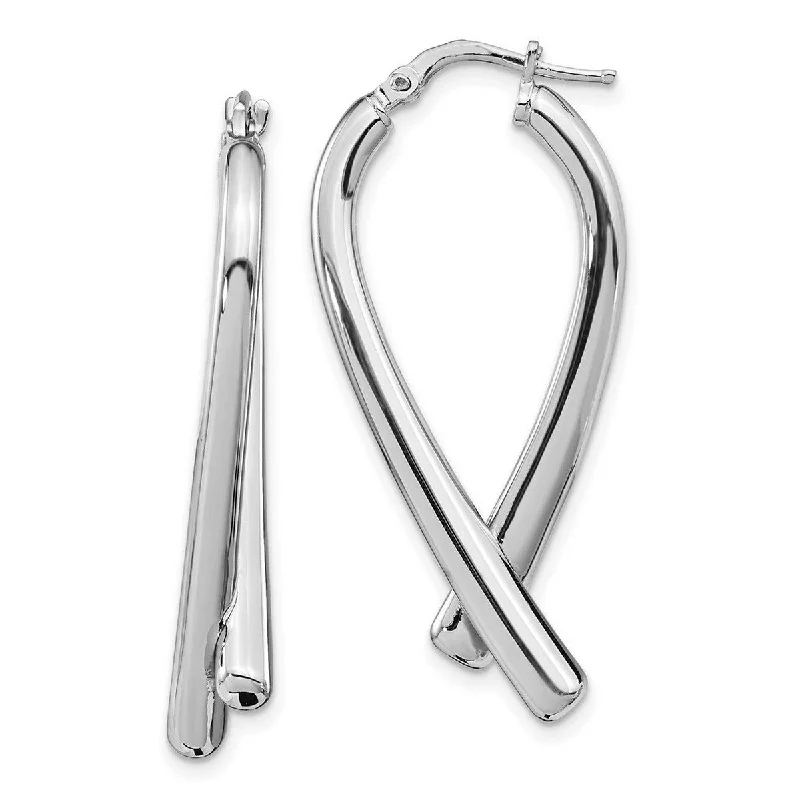 Curata 925 Sterling Silver 40x18.6mm Polished Crossover Tube Post Drop Earrings