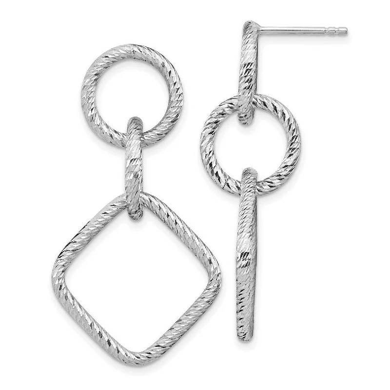 Curata 925 Sterling Silver 43x23.4mm Geometric Shapes Dangle Earrings