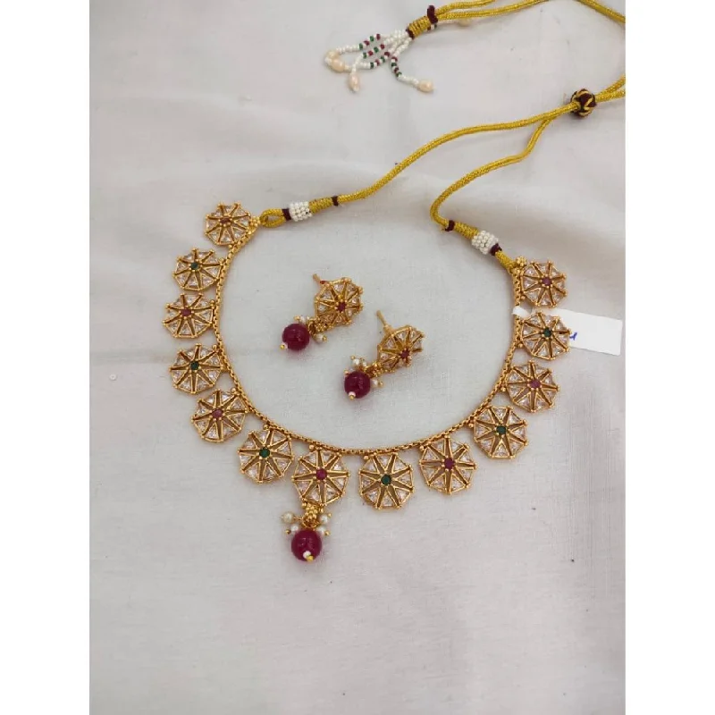 Akruti Collection Gold Plated Crystal Stone Necklace Set