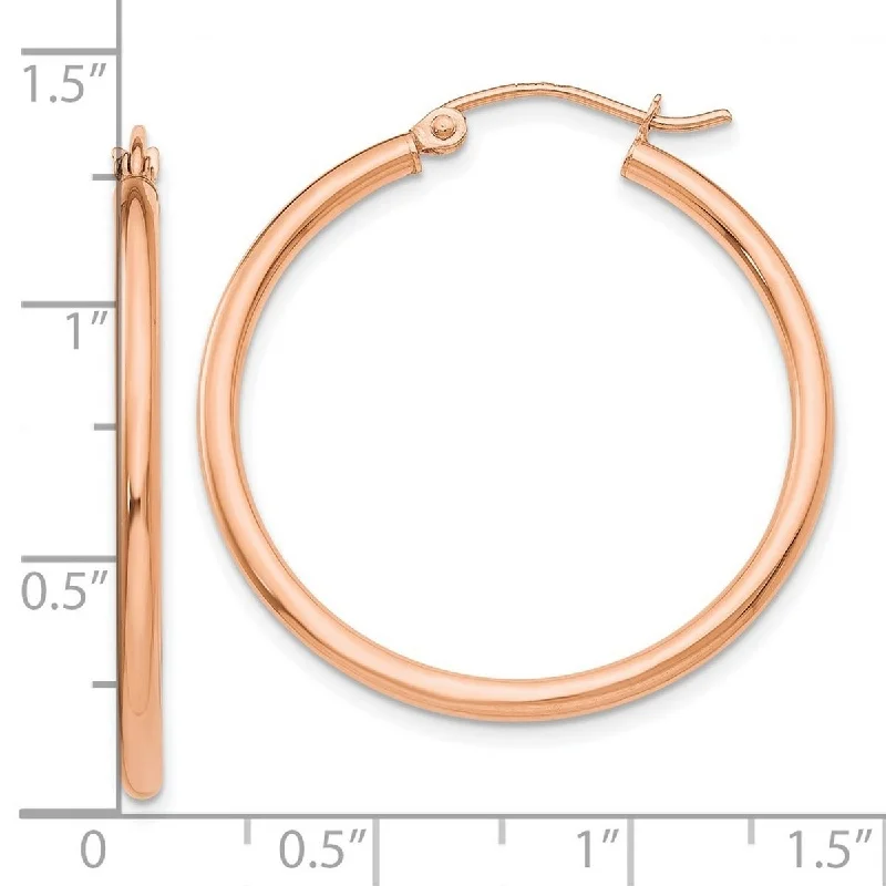 Curata 10k Rose Gold 31x2mm Classic Polished Hoop Earrings