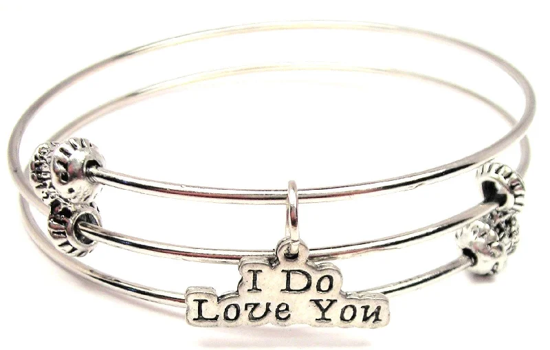 I Do Love You Triple Style Expandable Bangle Bracelet