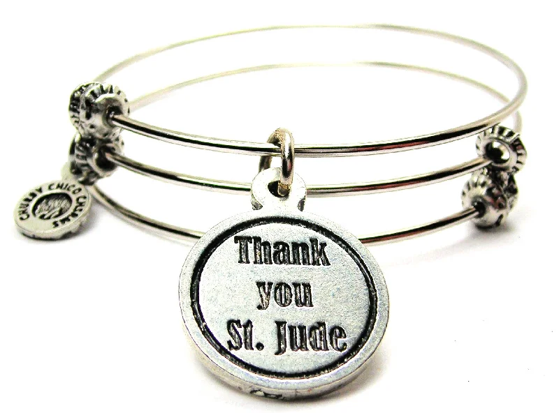 Thank You St Jude Circle Triple Style Expandable Bangle Bracelet