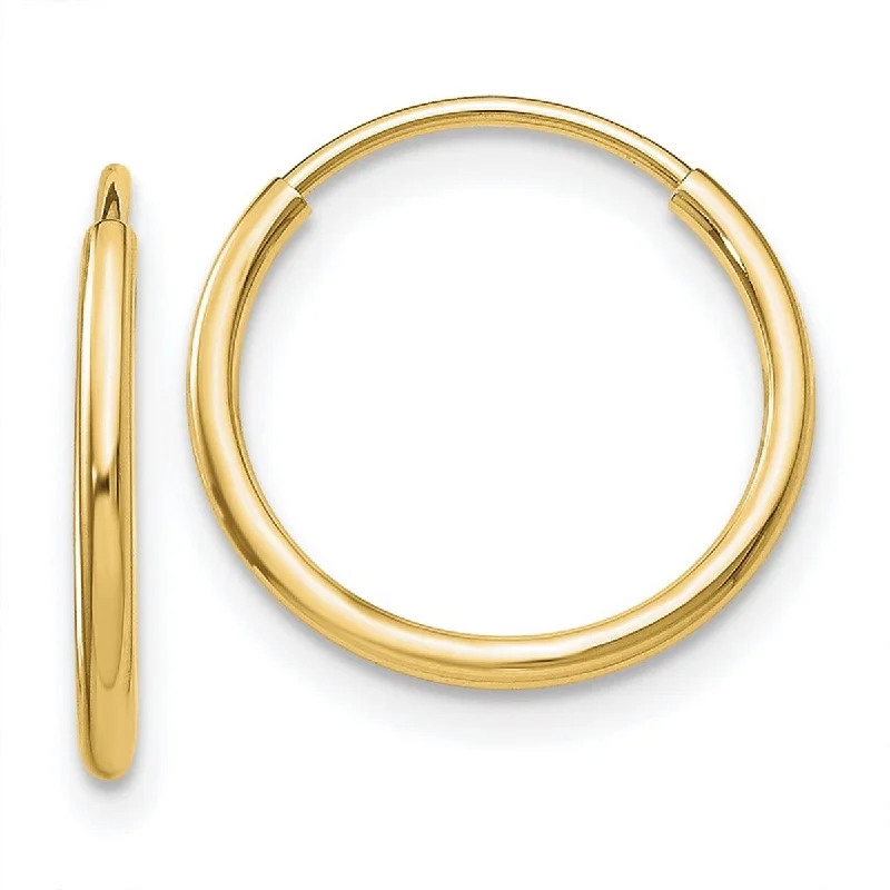 Curata 10k Yellow Gold 15x2mm Polished Endless Hoop Earrings