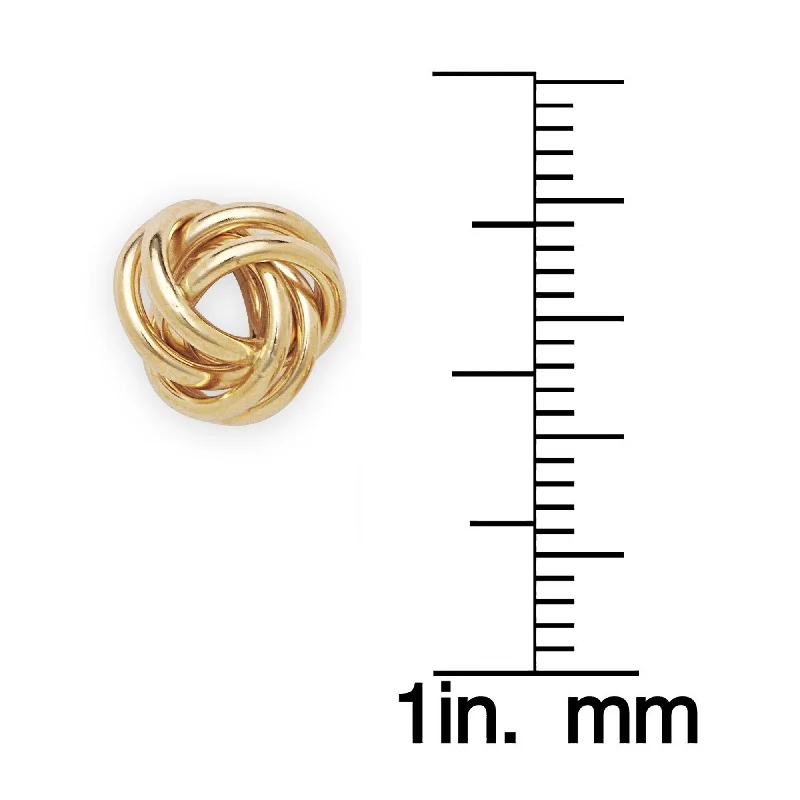 Curata 14k Gold 10mm Large Wire Love Knot Stud Earrings