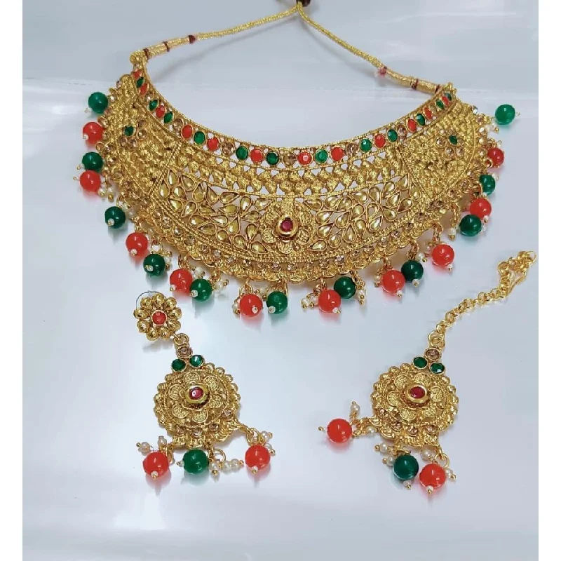 Akruti Collection Gold Plated Crystal Stone Necklace Set