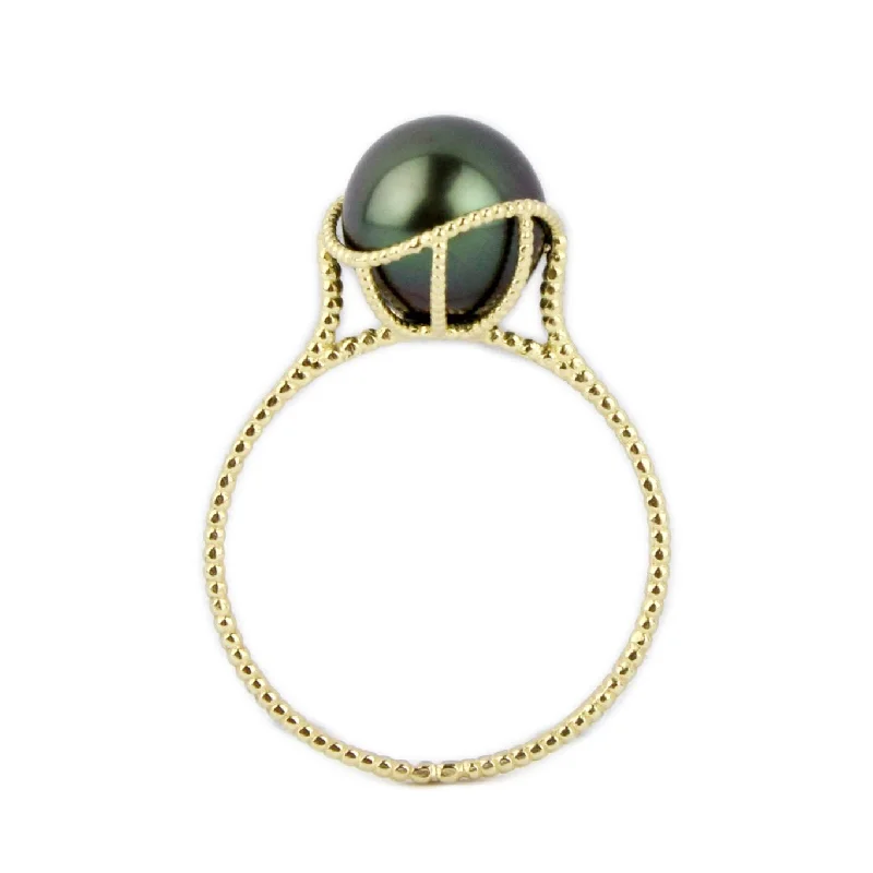 Night Sky Tahitian Pearl Mermaid Ring