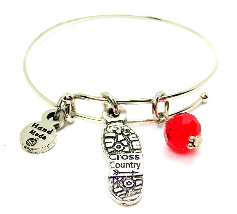 Cross Country Shoe Print Expandable Bangle Bracelet