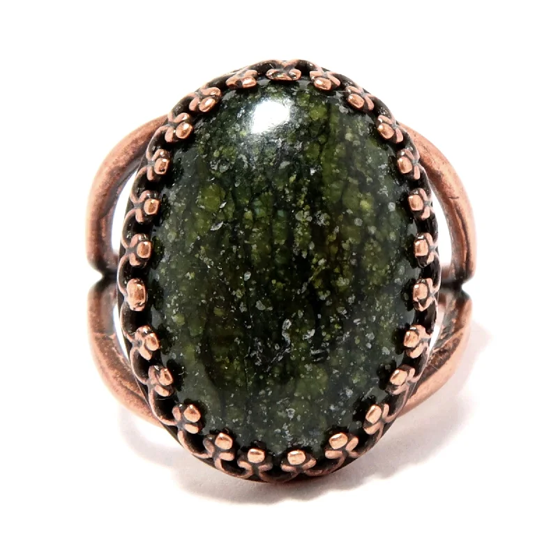 Serpentine Ring Kundalini Stone Copper Adjustable