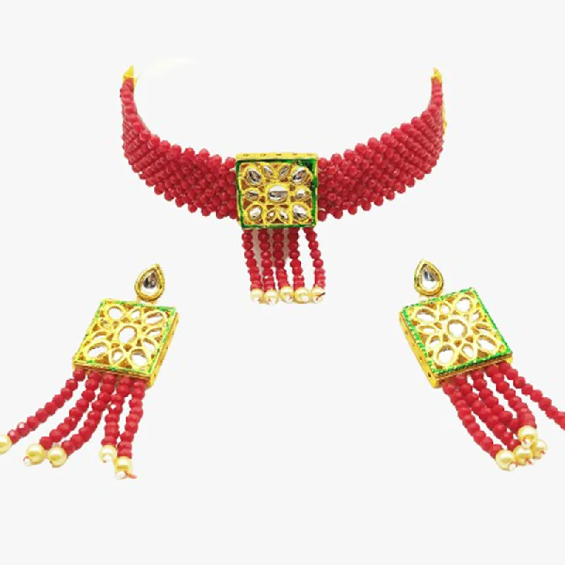 Shree Jai Sai Art Choker Gold Plated Beads Necklace Set