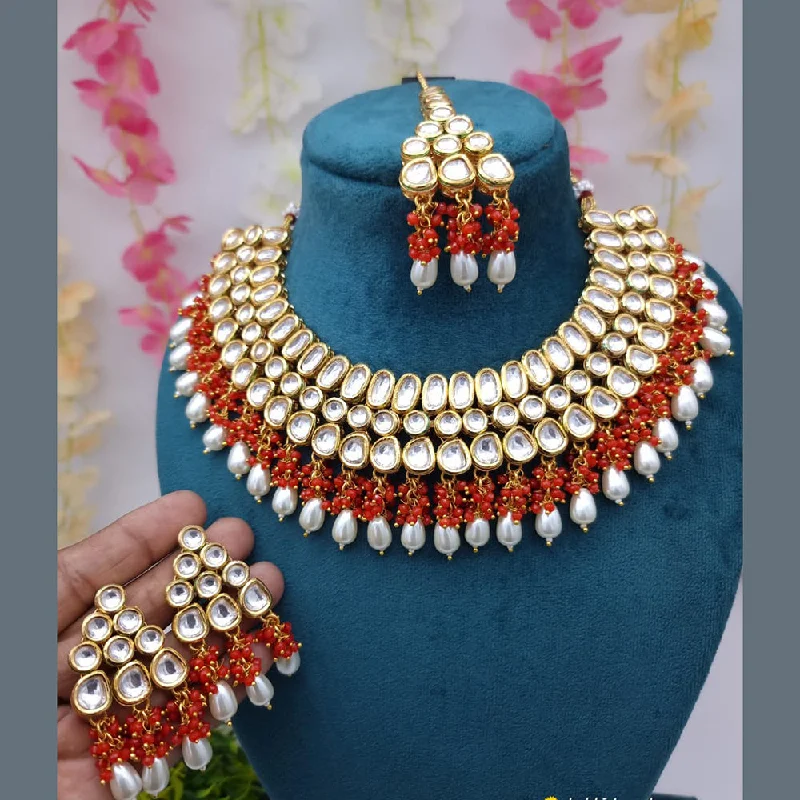 JCM Gold Plated Kundan Stone Necklace Set