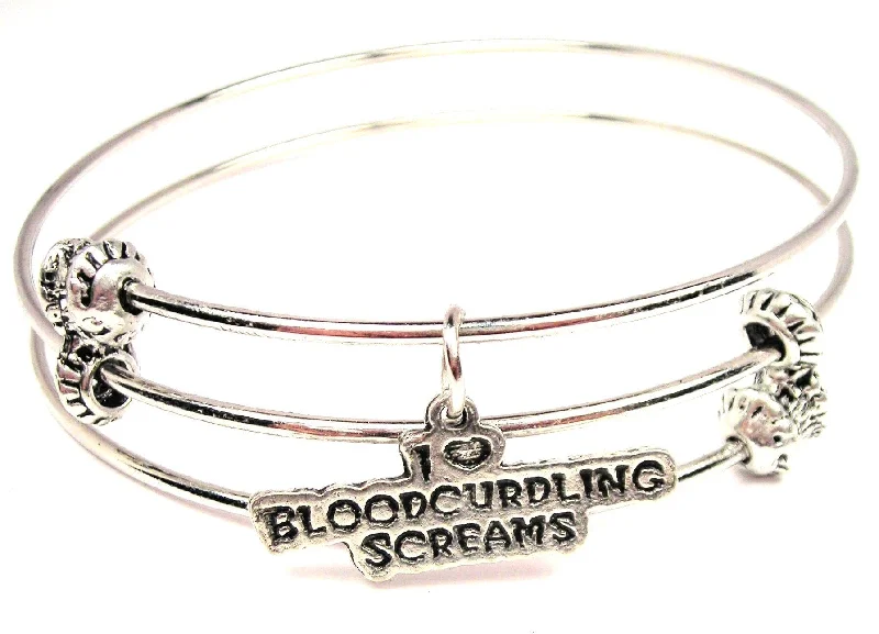 I Love Blood Curdling Screams Triple Style Expandable Bangle Bracelet